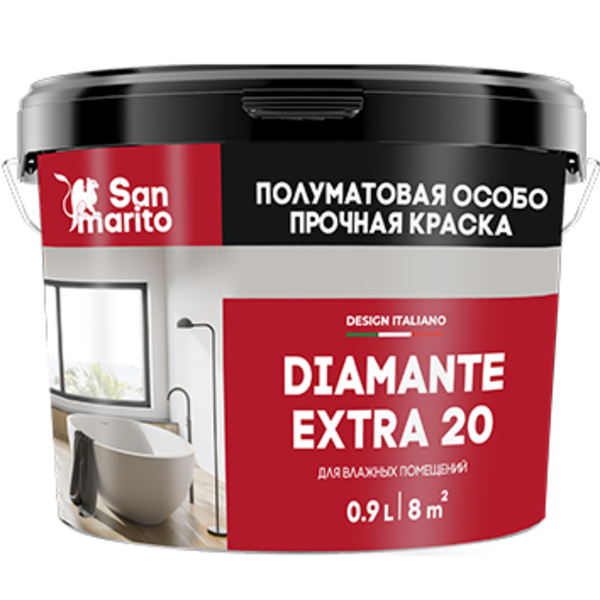 Краска полуматовая особо прочная "San Marito Diamante Extra 20" 0,9 л