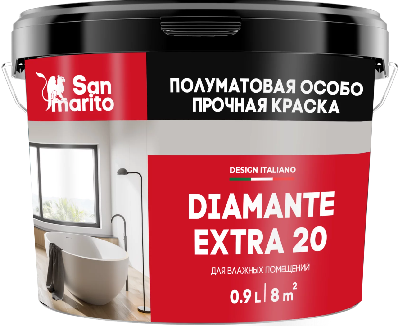 Краска полуматовая особо прочная "San Marito Diamante Extra 20" база C 0,9 л