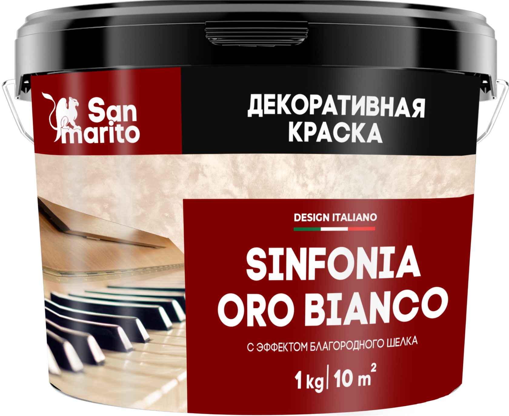 Краска декоративная с эффектом благородного шелка "San Marito Sinfonia Oro Bianco" 3 кг