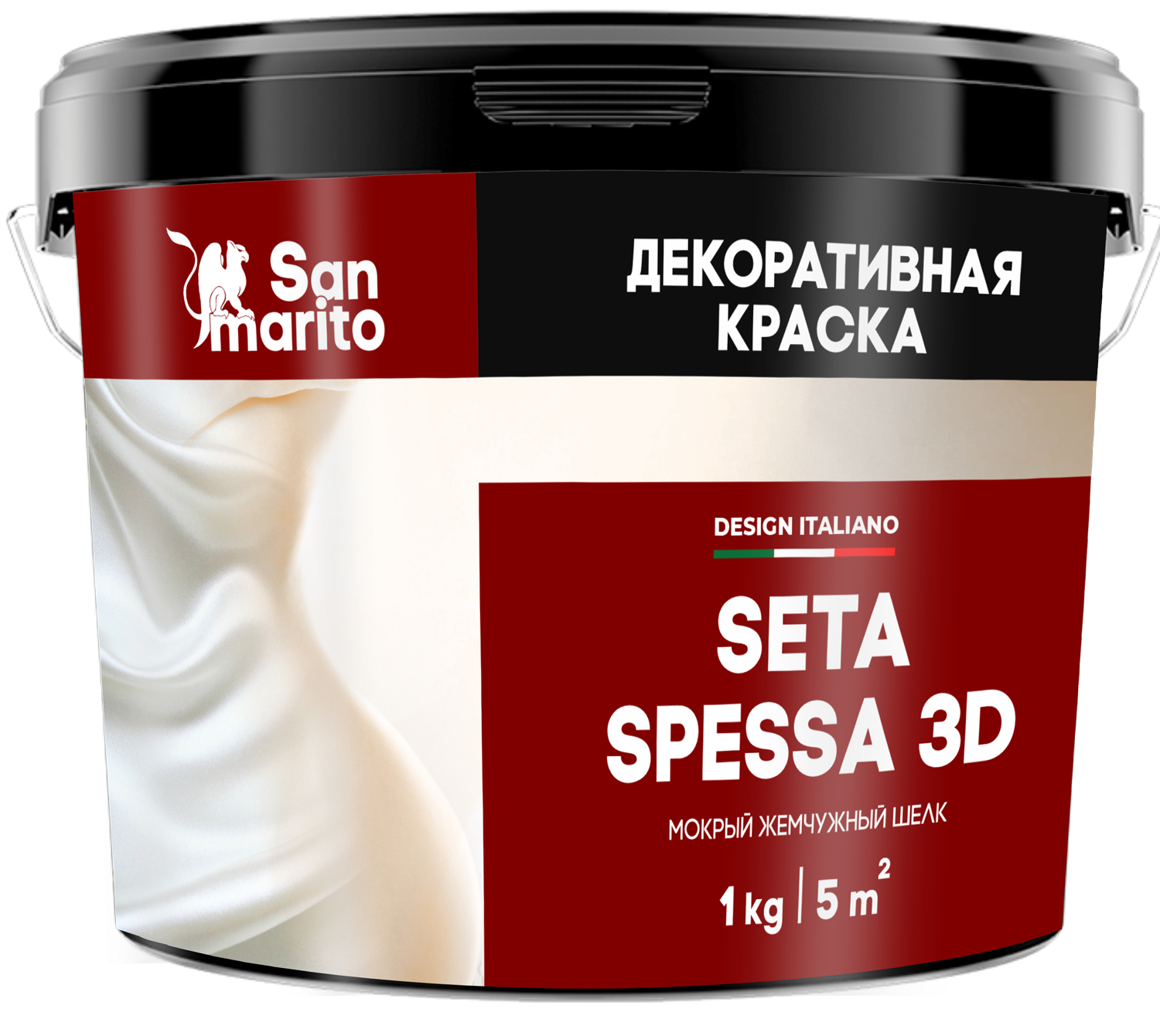 Краска декоративная с эффектом мокрого жемчужного шелка "San Marito Seta Spessa 3D" 1кг