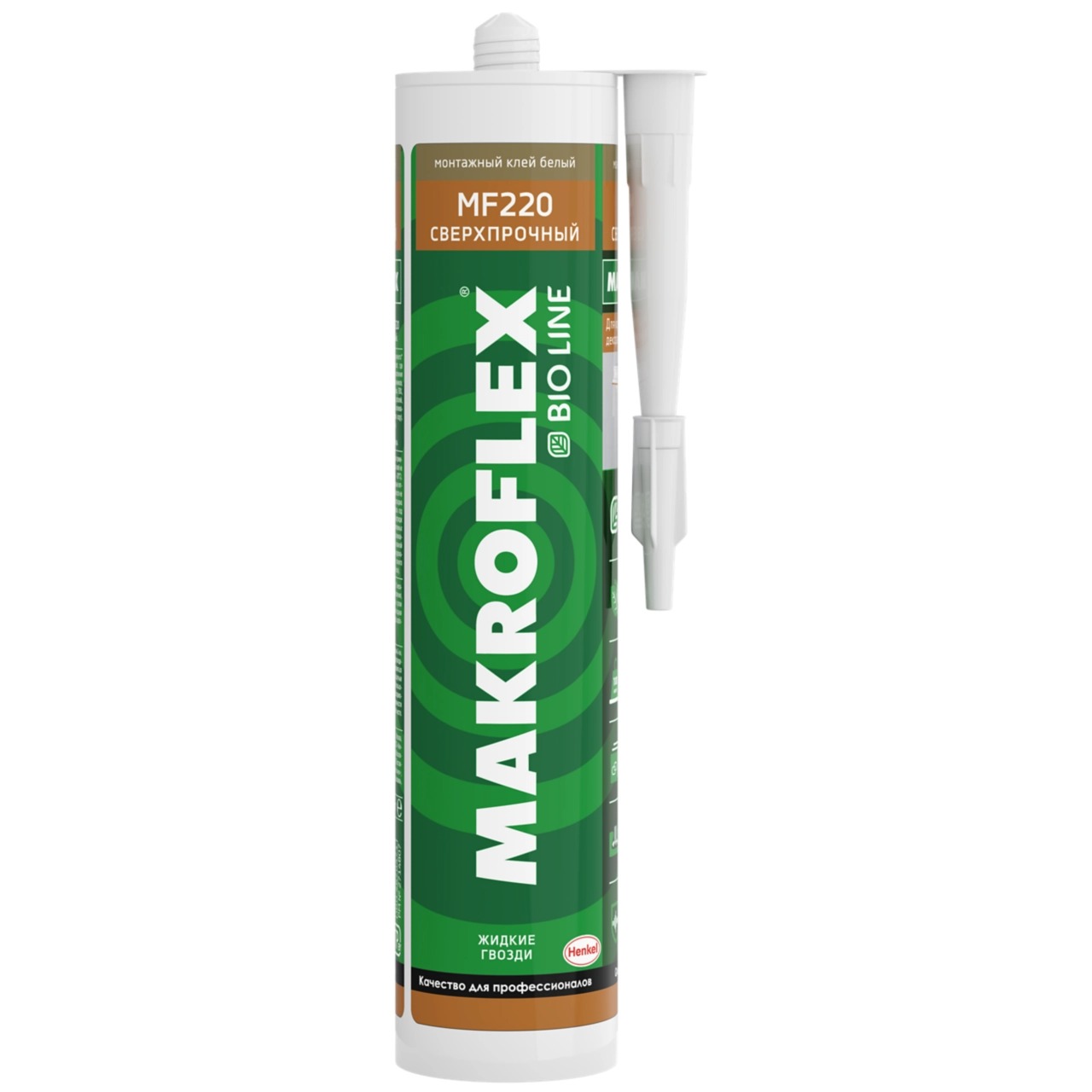 MAKROFLEX Bio Line MF220 "Сверхпрочный", сила начального схватывания - 100 кг/м2, цвет - белый, картридж 400 г