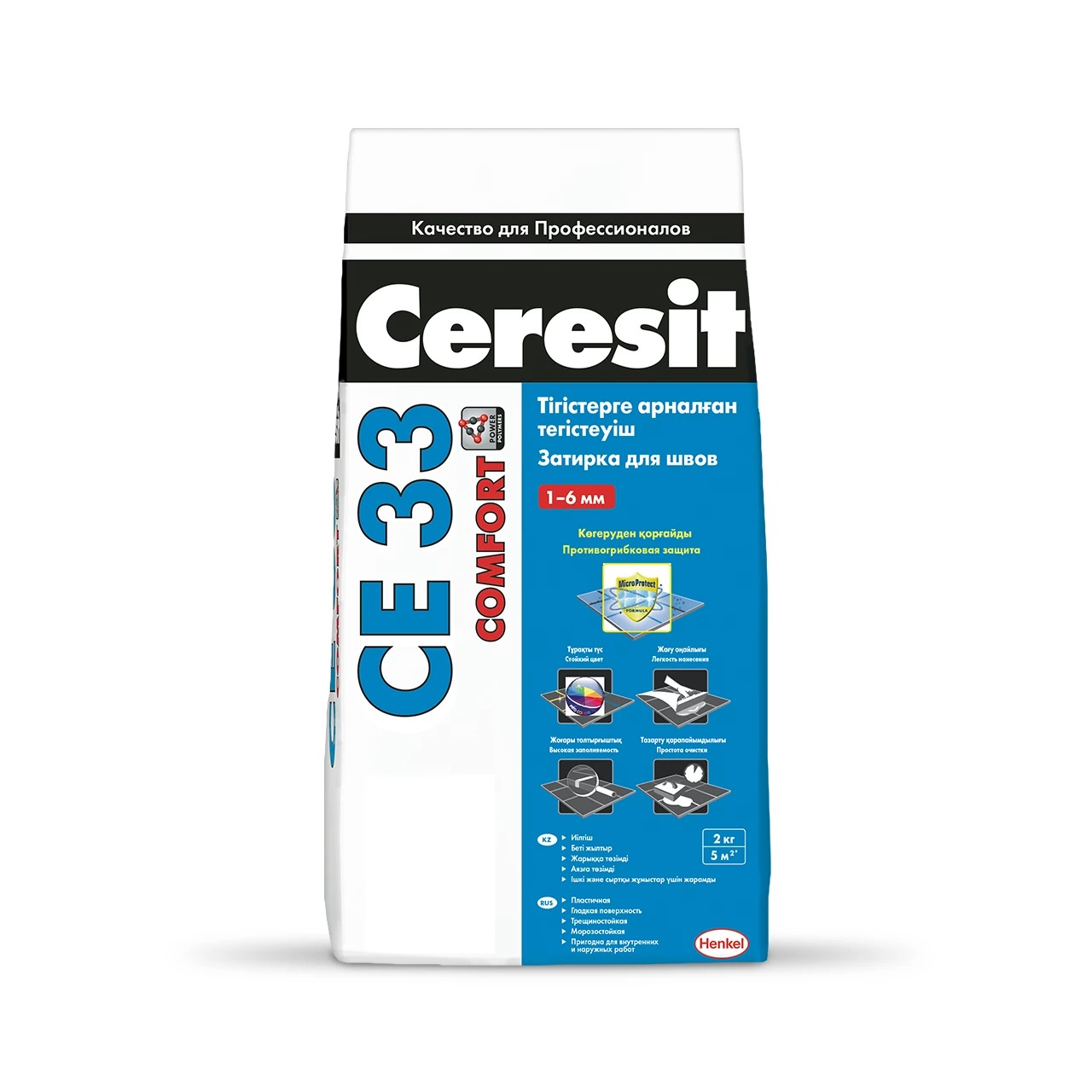 Ceresit  CE 33 Comfort затирка для узких швов до 6 мм, цвет: Черный (Black), 2 кг