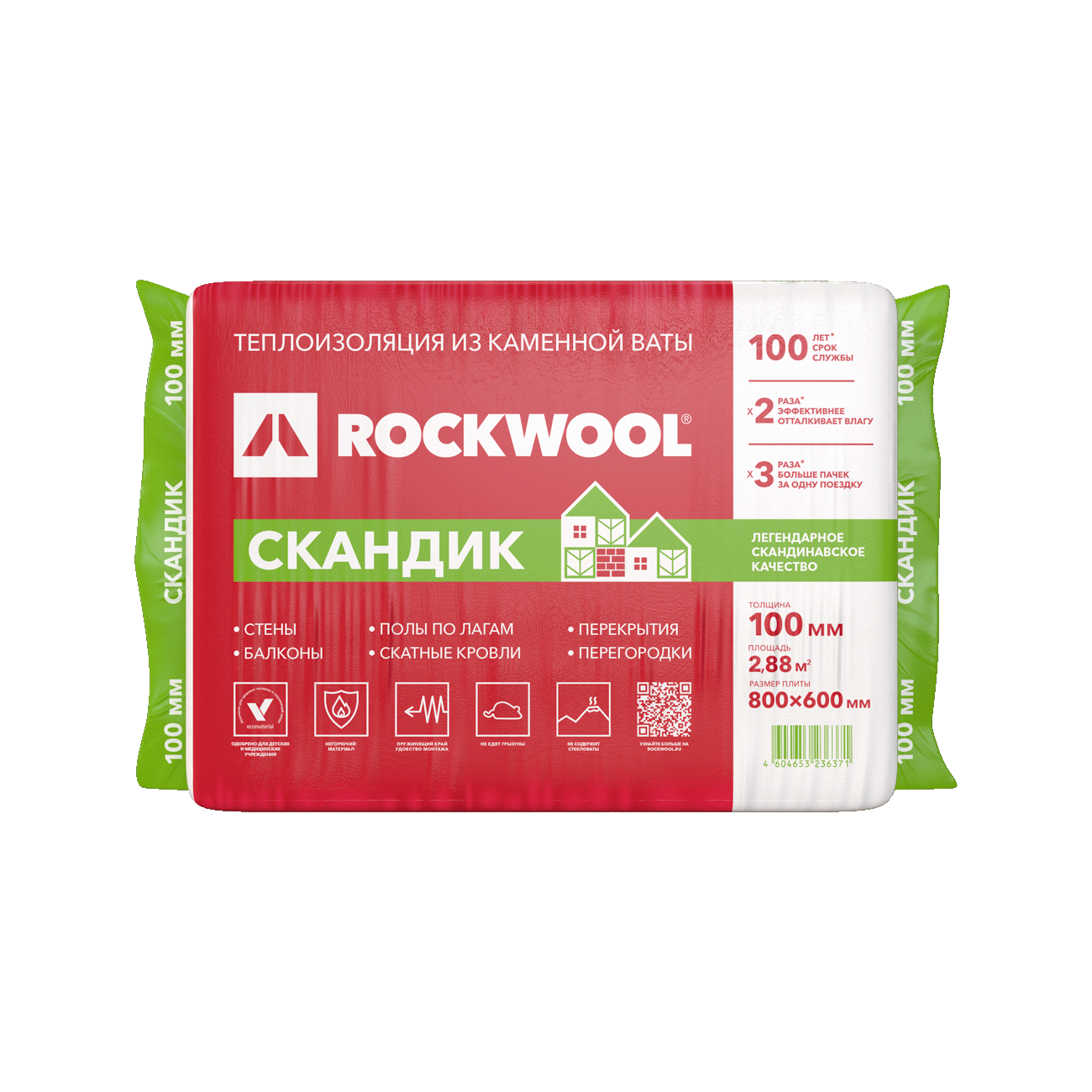 ROCKWOOL СКАНДИК 800x600x100 (2,88м2)